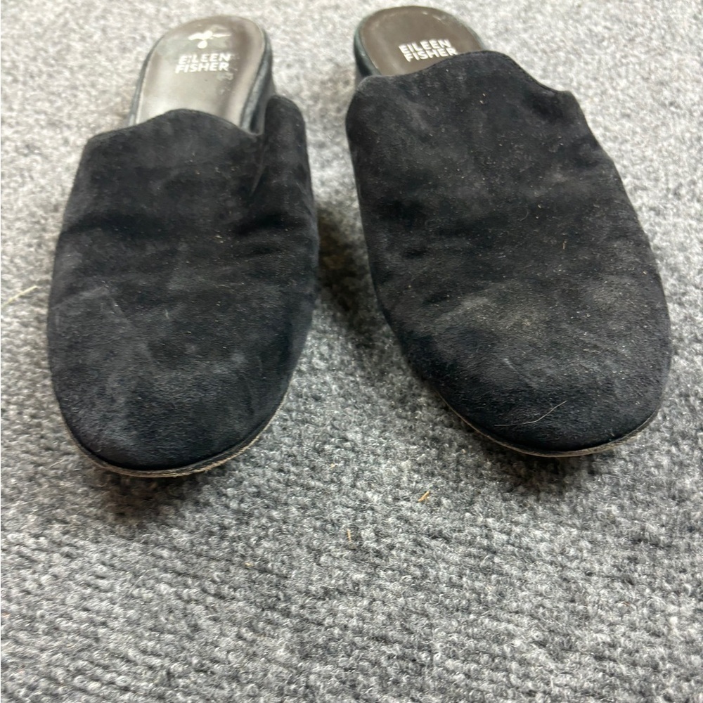 EILEEN FISHER Women’s Vero Cuoio Suede Mules Black slides size: 8 - Picture 11 of 11